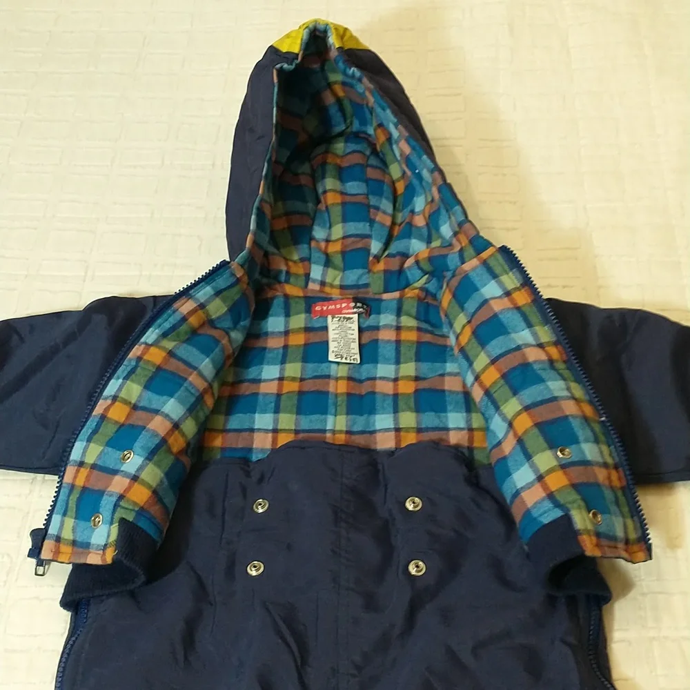 Gymboree Snowsuit, Navy Blue With Plaid,  Boys Size 1 1/2‎ To 2 Years Old